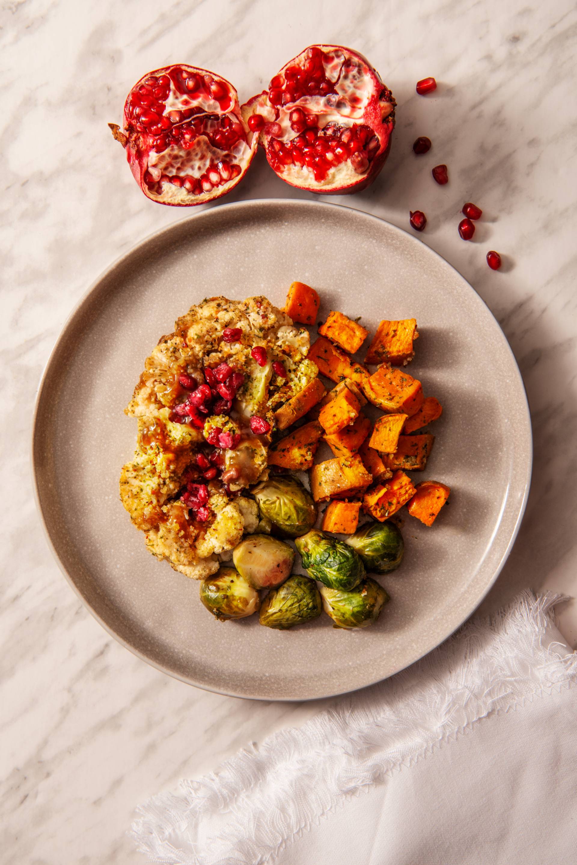 Crusted Cauliflower Steak with Pomegranate Sauce (MEAT FREE)