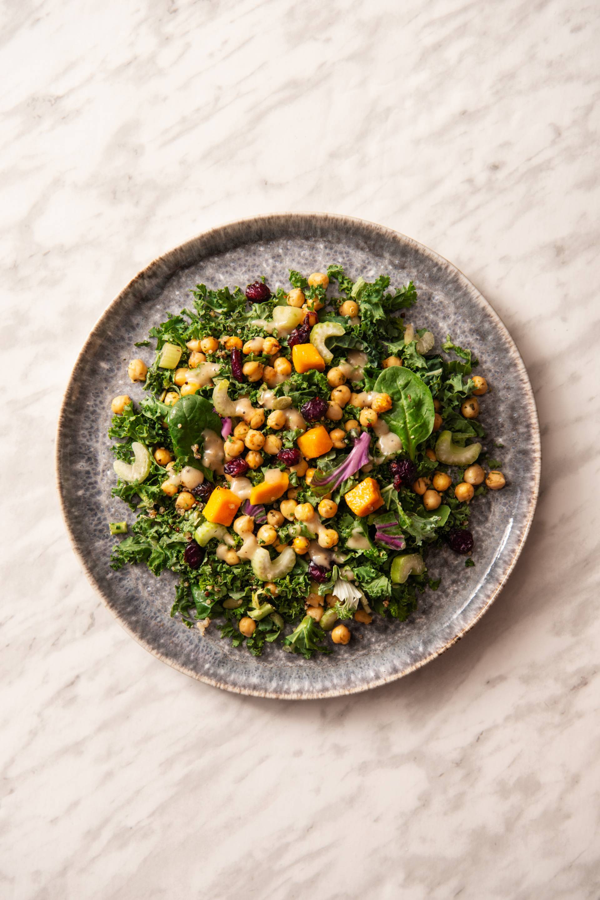 Kale Chickpea Salad with Squash & Quinoa (MEAT FREE)